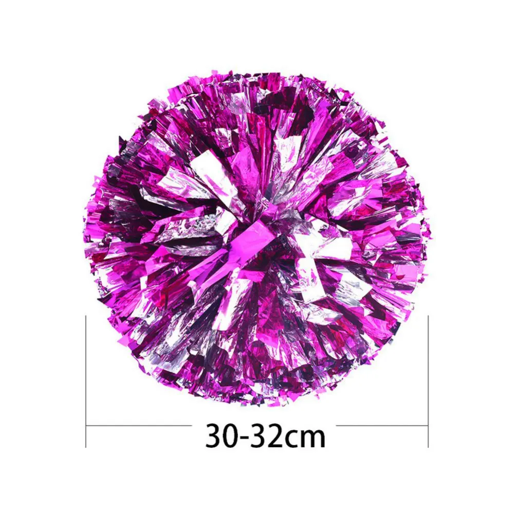 2PCS Colorfast Metallic Cheerleader Pom Poms Cheerleading Pompoms Majorettes Sports Hand Flower Aerobics Balls