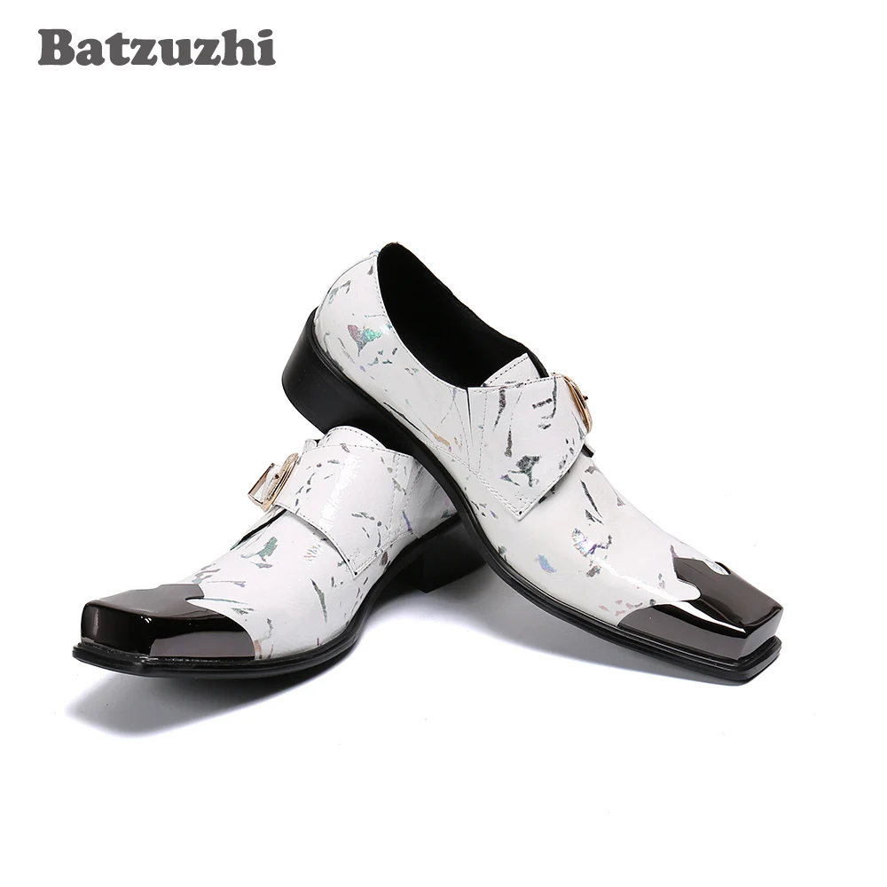 

Batzuzhi Brand New Men's Shoes Square Toe Genuine Leather Dress Shoes Men White Business/Party/Wedding Shoes Men, Sizes EU38-46!