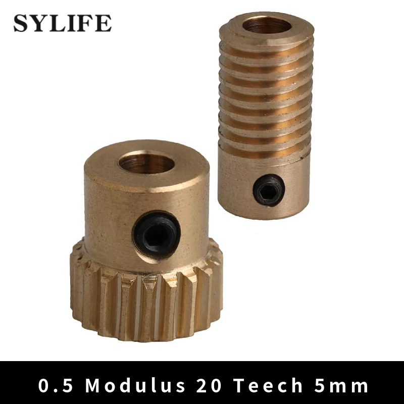 5 mm Bohrungslochdurchmesser, Messing-Schneckengetriebewelle + 20 Zähne, Schneckenrad, 0,5 Modul-Set, Antriebsgetriebewelle