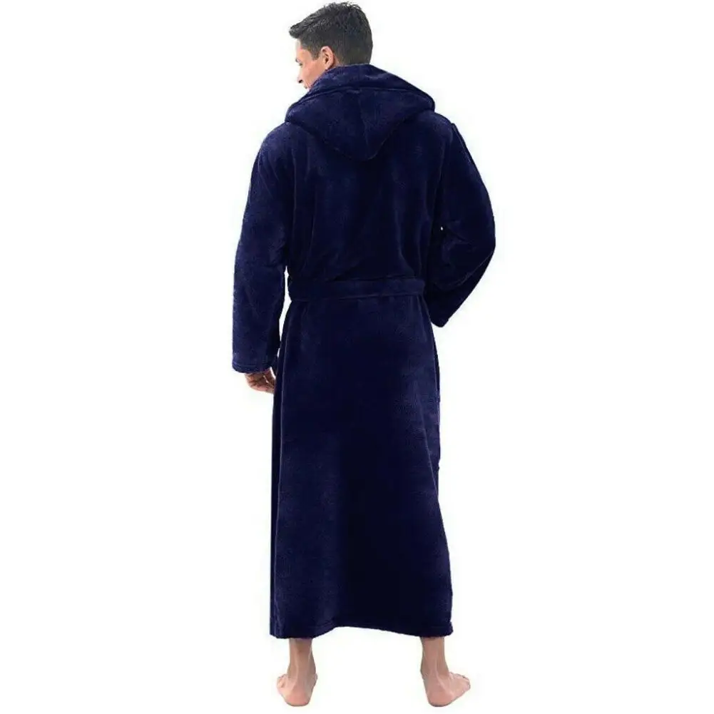 Robe de banho longo e macio masculino, casaco de banho masculino quente, pijamas em casa, Inverno, 2021