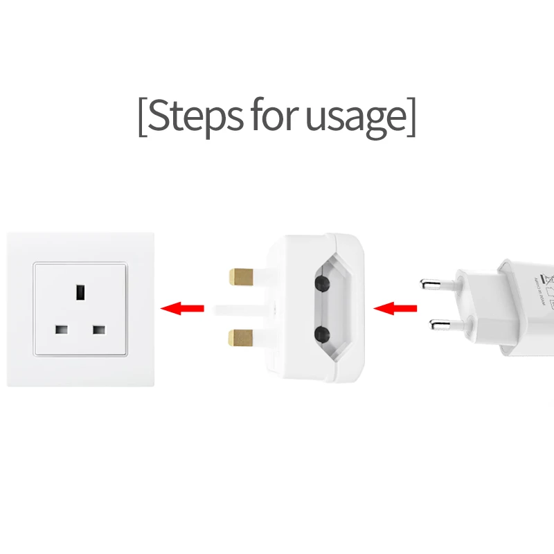 EU Euro European To UK Adaptor Portable Outdoors Travel Wall Adapter Converter Socket UK Pakistan Malaysia Maldives Power Plug