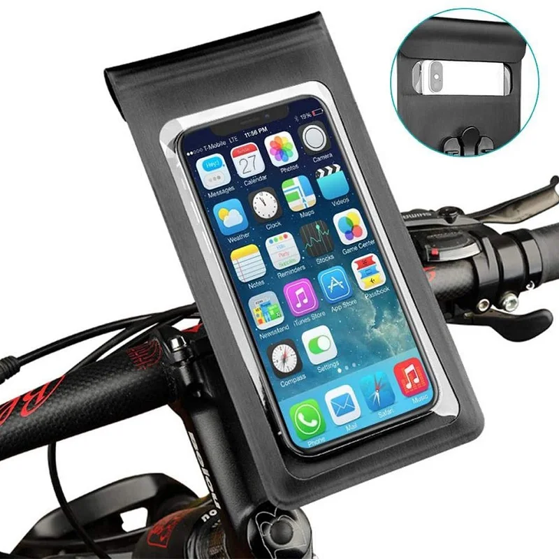 360° Rotation Waterproof Bicycle Phone Bag Case Touch Screen Bike Handlebar Phone Holder Motorcycle Rearview Mirror Phone Stands