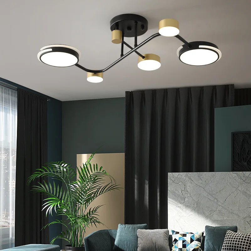 

LED Chandeliers For Living Room Kitchen Bedroom New Black Gold Frame Ceiling Hanging Lamp Dropshipping Indoor Lighting