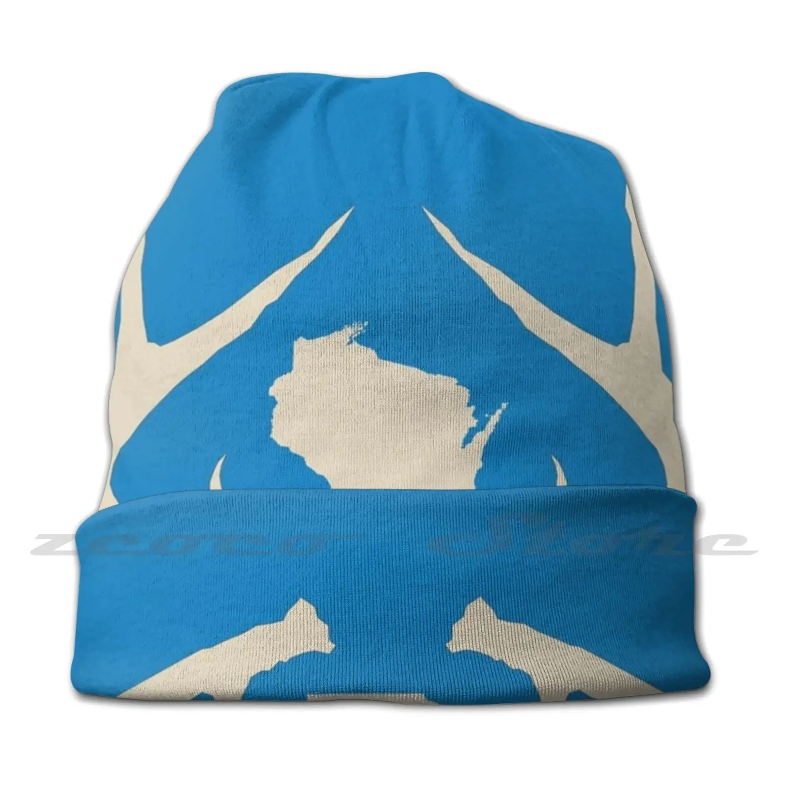 Wisconsin Antlers Blue Mask Adult Kids Knit Hat Hedging Cap Outdoor Sports Breathable Wisconsin Deer Antlers Basketball 414