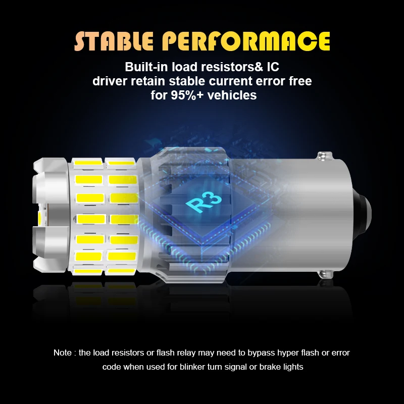 1pcs LED Canbus 1156 P21W BA15S BAU15S BAY15D 1157 P21/5W LED Bulbs T20 7440 7443 Car Light Turn Signal Brake Light Reverse Lamp