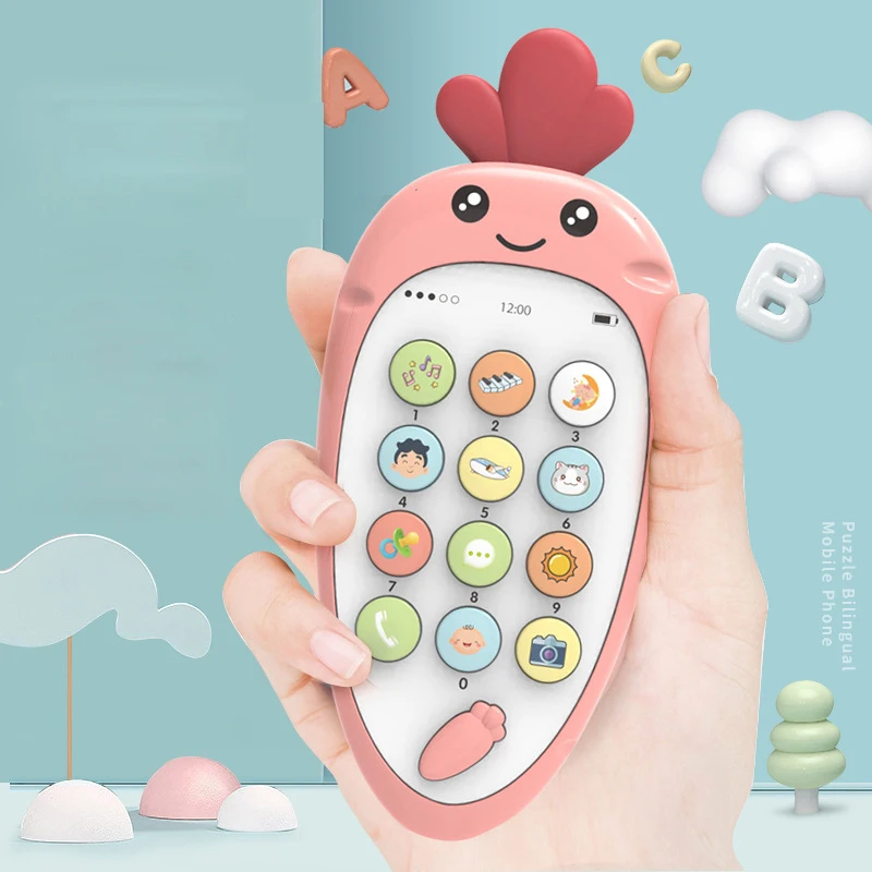 Baby Early Educational Toys Simulation TV Musical Remote Control Mobile Phone Toy Kids Funny Radish Teether Learning Toy