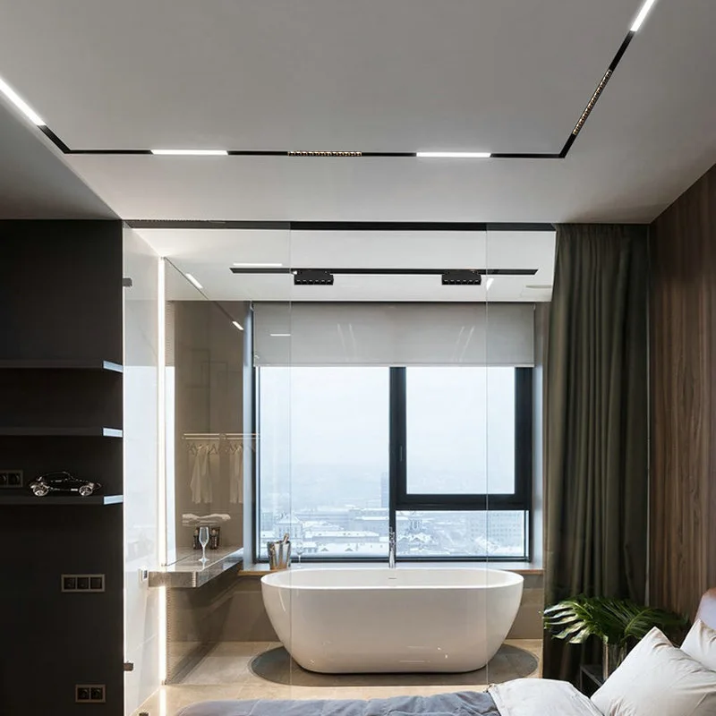 QIUBOSS Modern Magnetic Track Lights Embedded LED Spotlight Downlight Living Room Without Main Light Lighting Grille Lamp Series