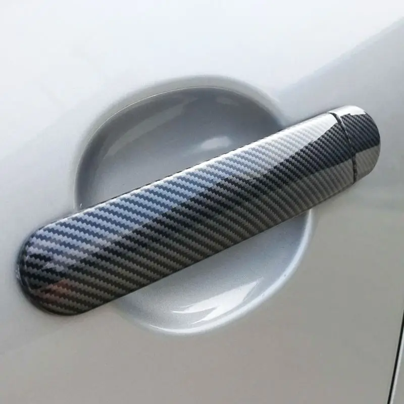 For Skoda Rapid 2011 2012 2013 2014 2015 2016 2017 2018 2019 Chrome Carbon Fiber Car Door Handle Covers Car Accessories Stickers