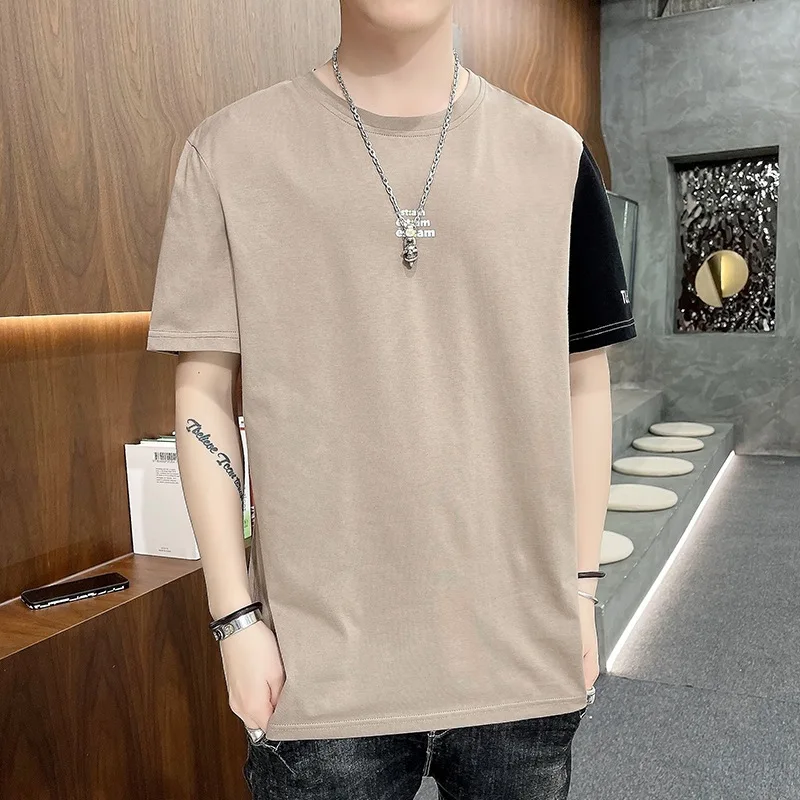 T-Shirt Male Casual Comfortable Fashion Loose Matching Design High Quality Harbour Wind  Slim Round Neck Men's Short Sleeve