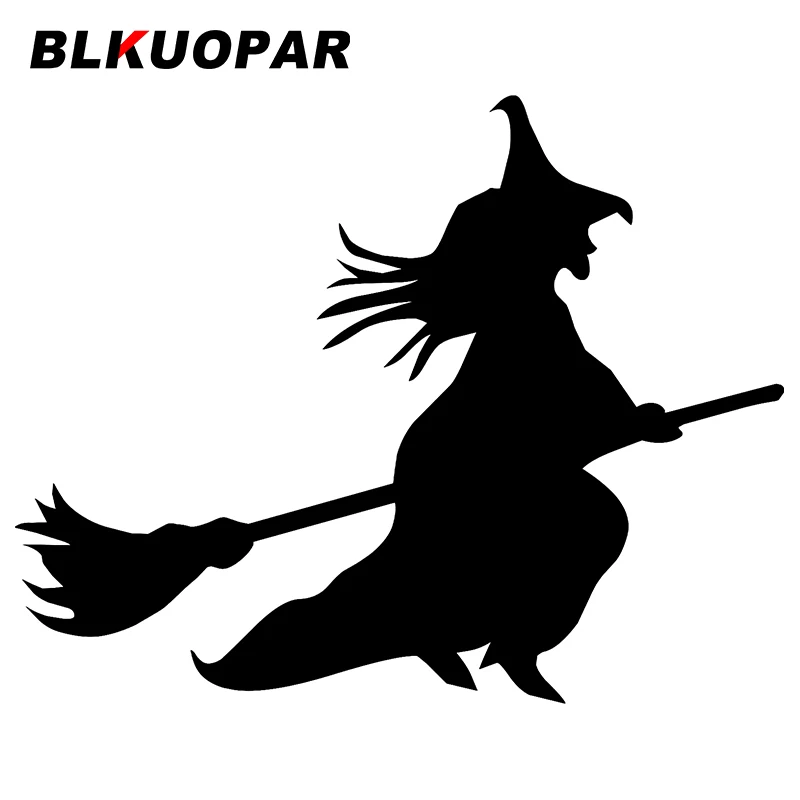 BLKUOPAR for Witch On Broomstick Halloween Car Stickers Waterproof Vinyl Decals Scratch-Proof Refrigerator Helmet Car Goods