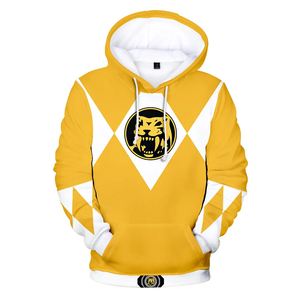 Hot sprzedaży jesienne zimowe bluzy Mighty Morphin 3D bluzy z nadrukiem cyfrowym mężczyźni dzieci moda Streetwear bluza z kapturem casualowa kurtka