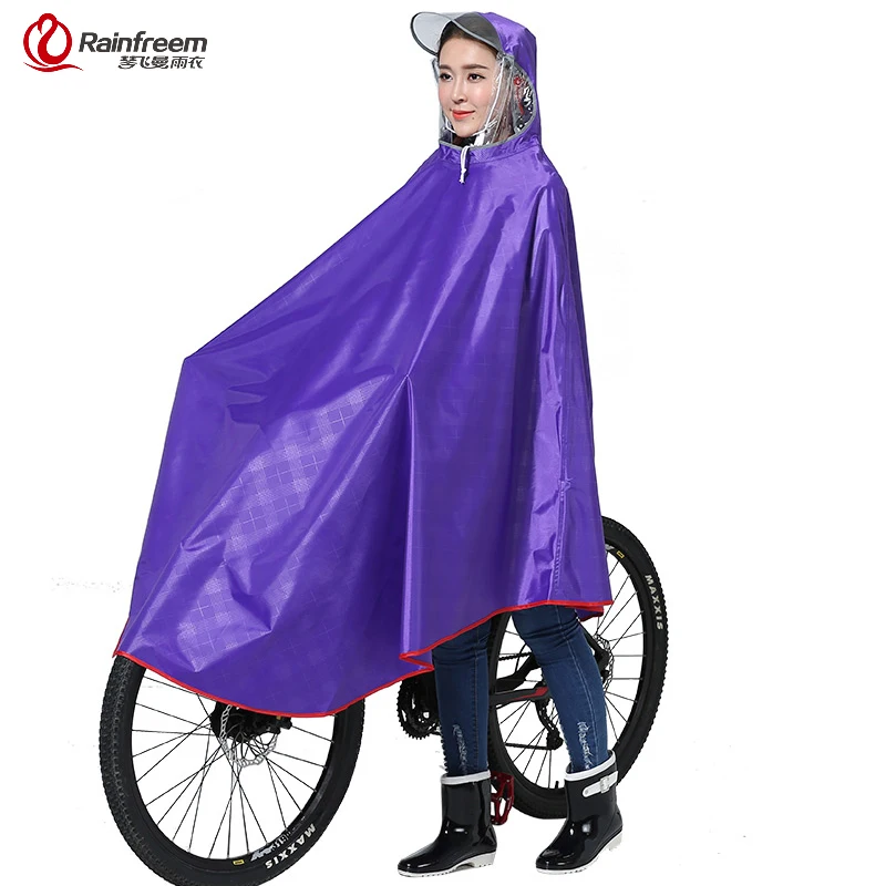 Rainfreem Impermeable Raincoat Women/Men Thick Bicycle Rain Poncho Plaid Oxford/Knitting Jacquard Women Waterproof Rain Gear