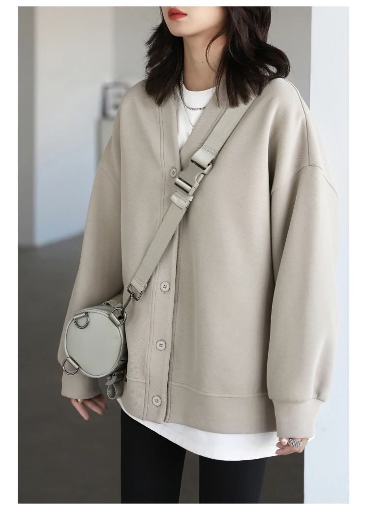 CHIC VEN Korean Women's Sweatshirts Solid Plush Thick Warm Loose Casual Female Tops Office Lady Coats Jacket Autumn Winter 2026