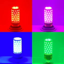 220V E27 E14 LED lampadine di mais 12W 16W candelabri lampadina a LED rosso Bllue verde giallo viola piccole lampadine a vite per la casa