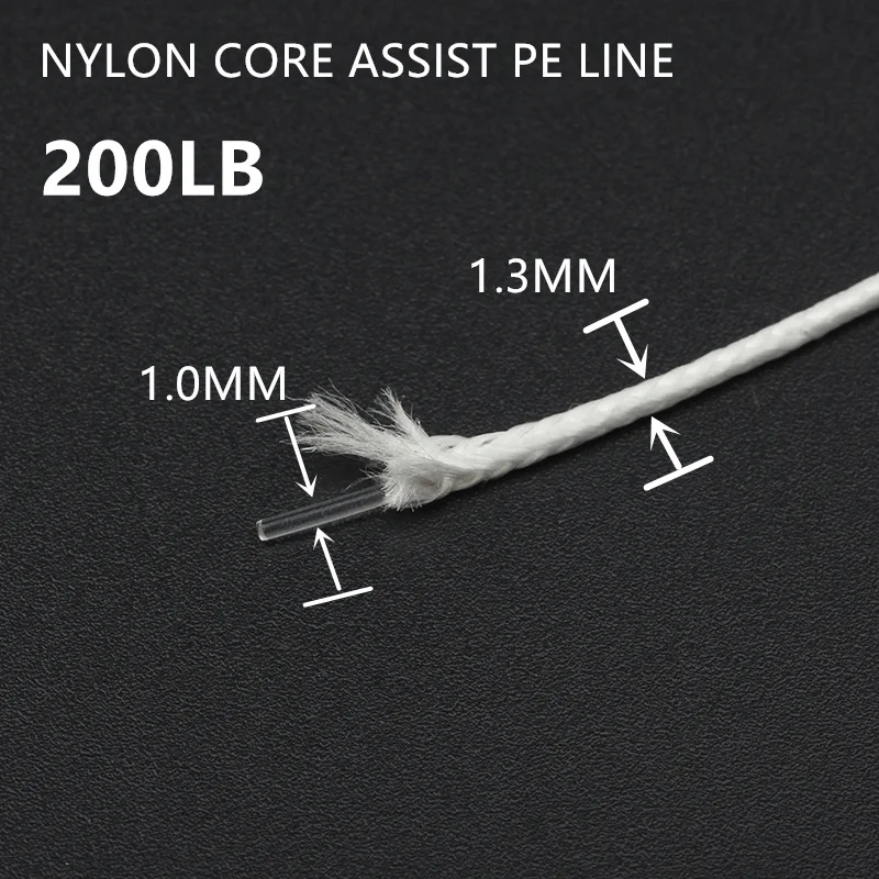 Rompin 10M DIY Assist Hook Lines 200LB Slow Jigging Line 1.3mm Braided PE Nylon Core Braid Fishing Line For Fishhooks Solid Ring