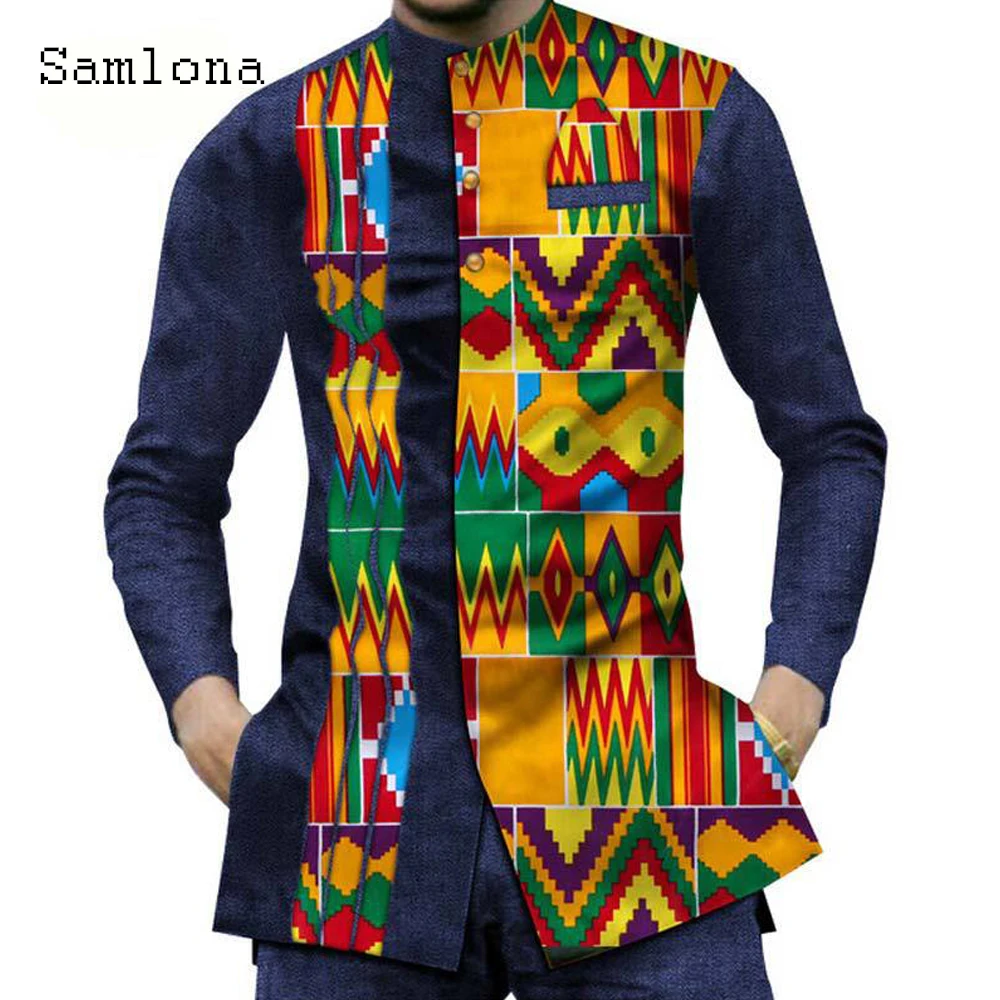 

2021 African Style Men Fashion Long Shirt Vintage 3D Print Tops Long Sleeve Retro Blouse Sexy Mens clothing Plus Size S-6XL