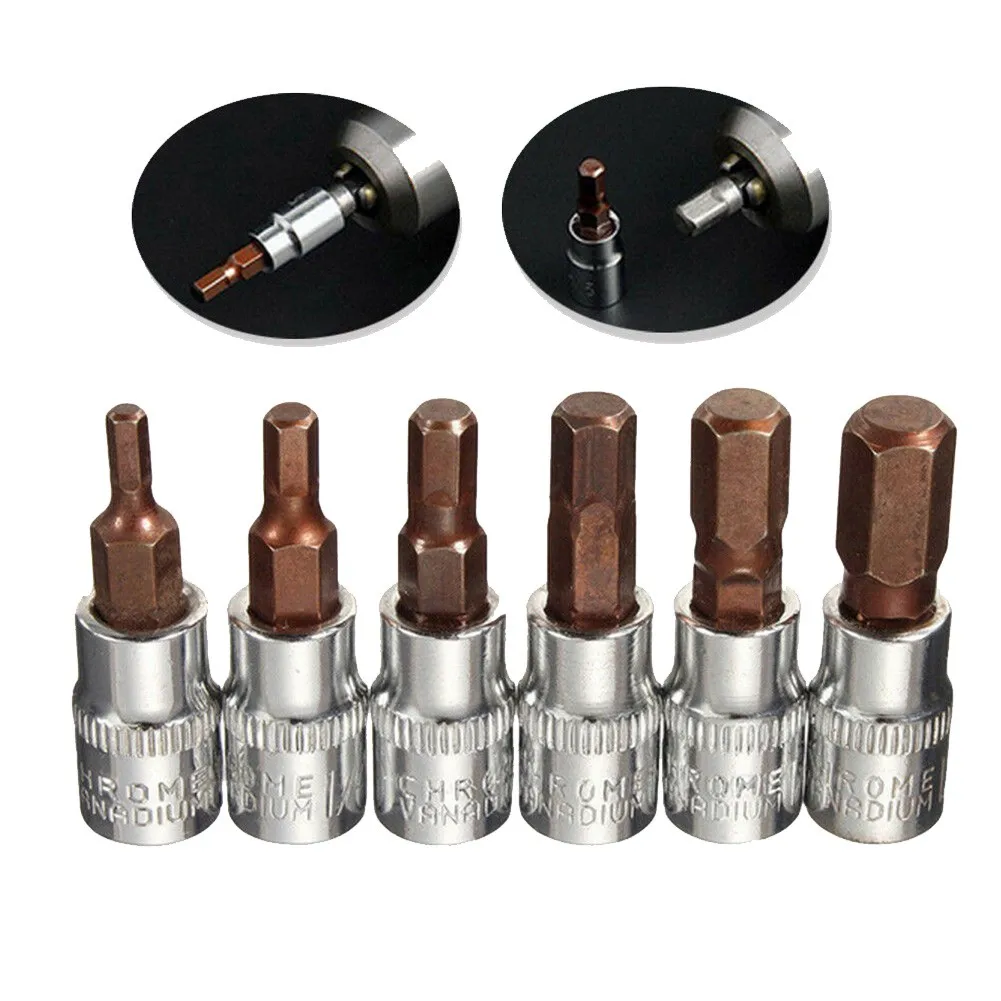 1Pc 1/4 Inch Drive Hex Bit Sockets Set Allen Key Ratchet Drive Adapter Socket Wrench Car Hand Tools H3 H4 H5 H6 H7 H8  Hand Tool