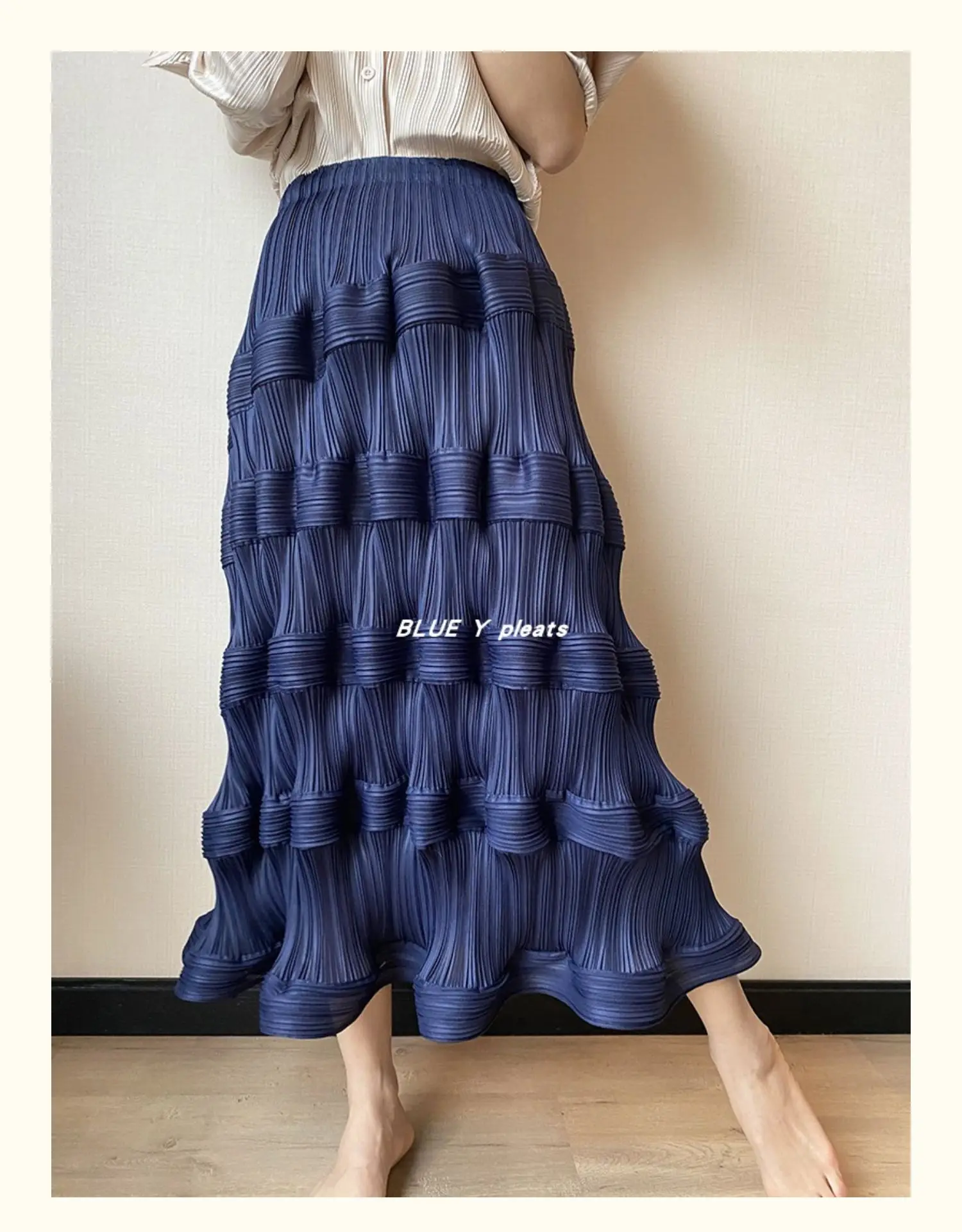 HOT SELLING  Miyake fashion  pleated solid skirt waist  skirts  IN STOCK