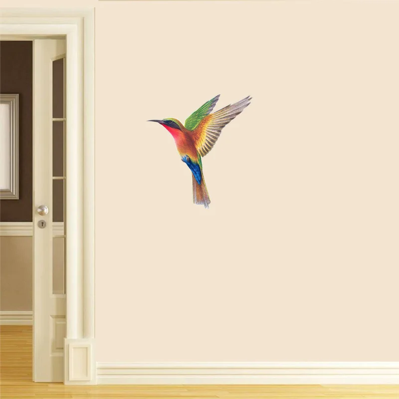 Three Ratels QCF46 Beautiful hummingbird hand painted bird sticker for home decoration Toilet sticker