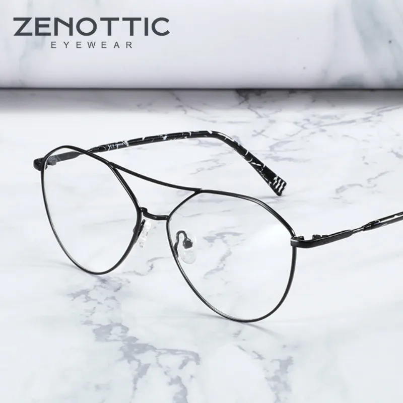 ZENOTTIC Brand Designer Round Eye Glasses Frame Men Optical Myopia Prescription Eyewear Goggle Alloy Double Bridge Eyeglasses