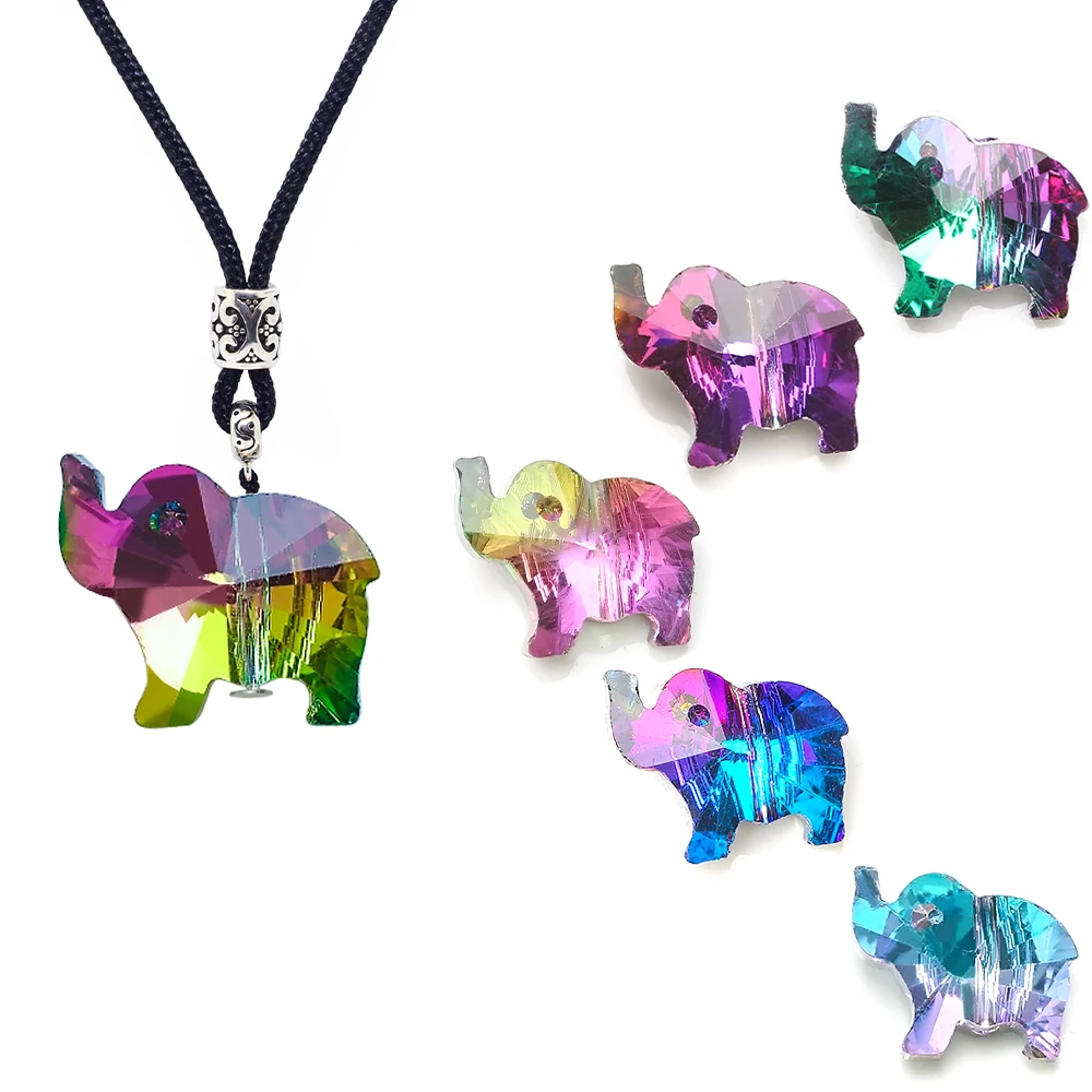 

ZHUBI 18mm Elephant Crystal Pendant Charm Glass Loose Beads For Women Jewelry Making Necklaces DIY Earring Findings 20pcs/lot