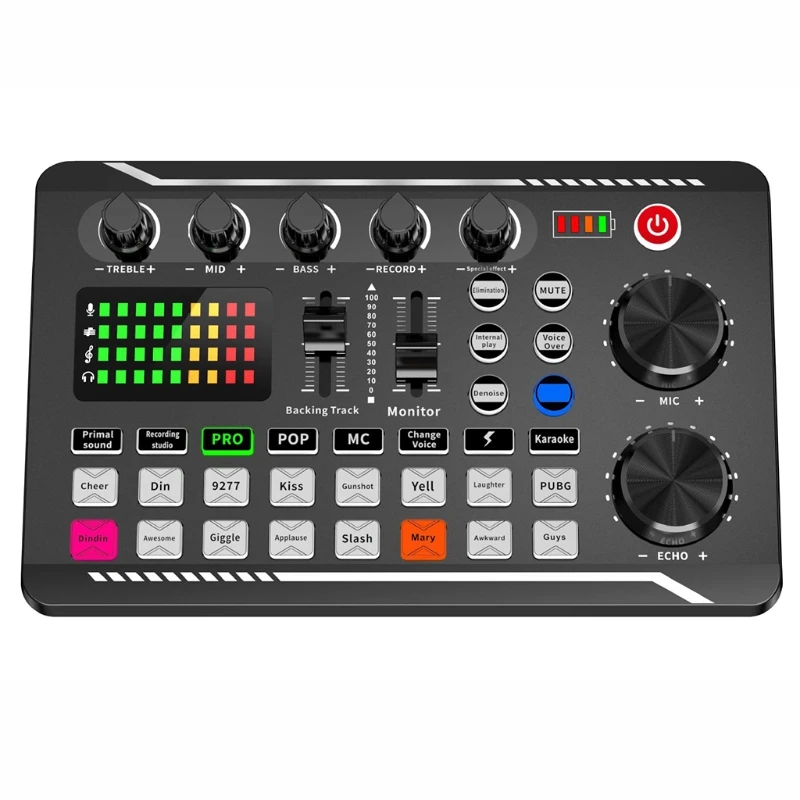 2021 neue F998 Soundkarte Mikrofon Sound Mixer Soundkarte Mischen Konsole Verstärker Für Telefon PC