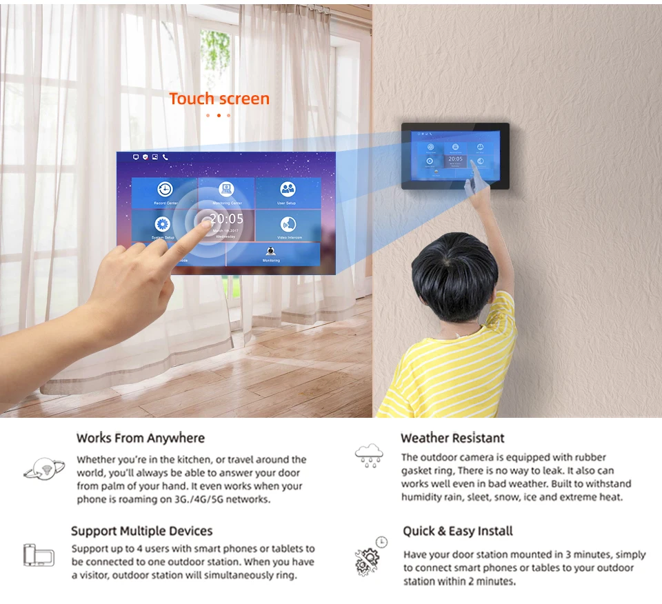 Imagem -03 - Jeatone-tuya Inteligente sem Fio Wifi Interruptor de Vídeo Intercomunicador Peephole Monitor Campainha Câmera Sistema de Controle de Acesso em Casa 7