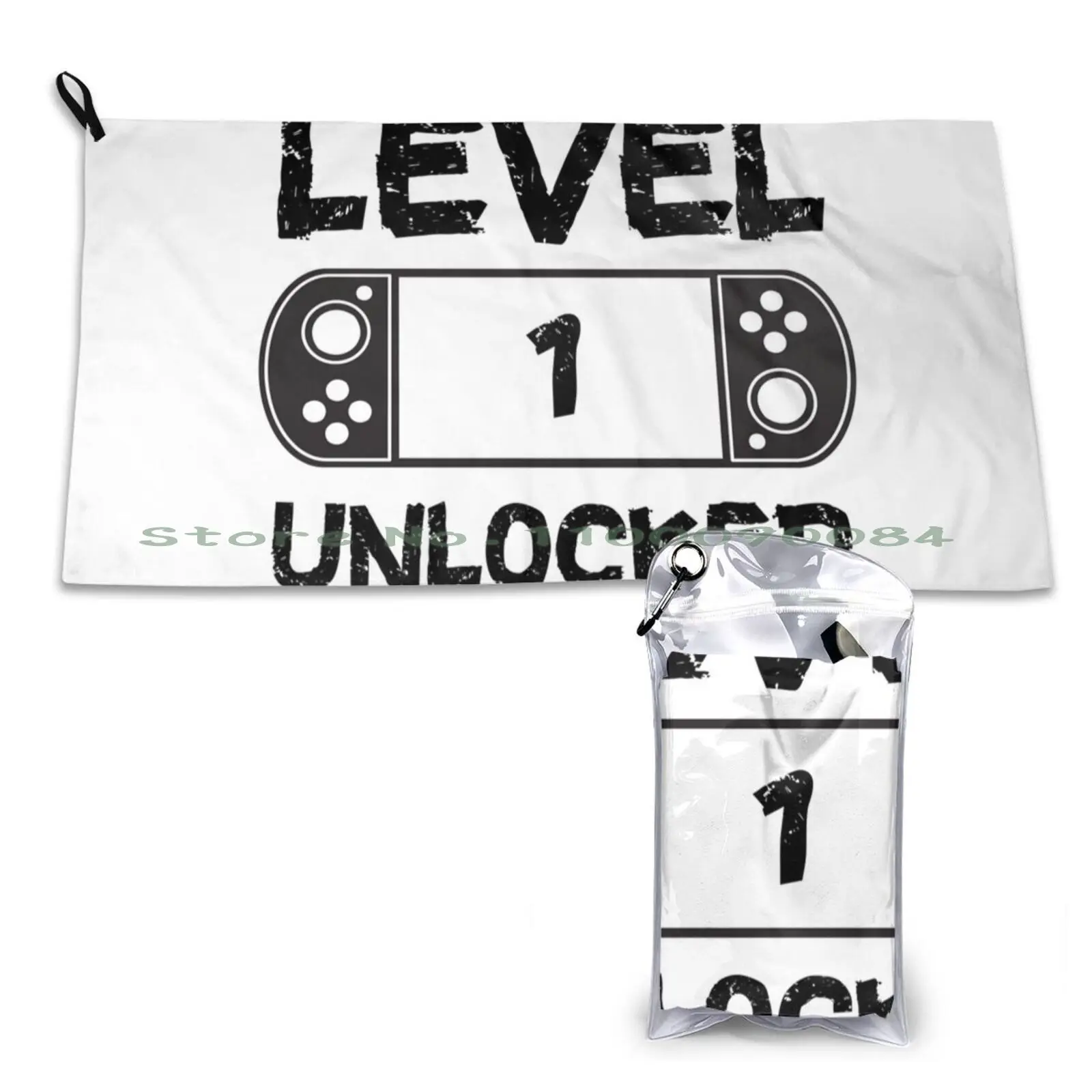 Level 1 Unlocked | For Gamers | Gamers Gift | Game Lovers Quick Dry Towel Gym Sports Bath Portable Antique Vintage Rug Carpet