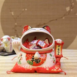 7 Inch Ceramics Lucky Cat Storage Tank Japanese-style Big Mouth Cat Decoration Candy Jar Crafts Home Living Room Furnishings