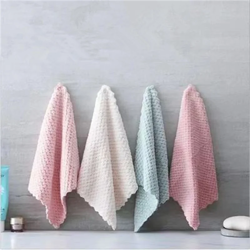 Soft Microfiber Kitchen Towels Super Absorbent Dish Cloth Anti-grease Wipping Rags Non Stick Oil Household Cleaning Towel