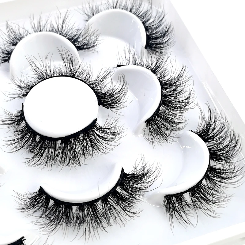 5 Pairs 10-25mm 3d Mink Lashes Bulk Faux with Custom Box Wispy Natural Mink Lashes Pack Short Wholesales Natural False Eyelashes