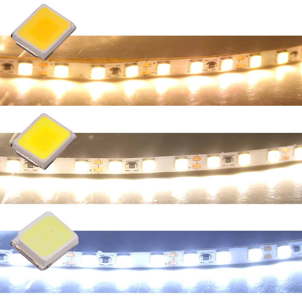 Bande lumineuse LED flexible, 5m, 2835 SMD, 120 gible/m, DC12V, 4mm, blanc naturel/blanc chaud