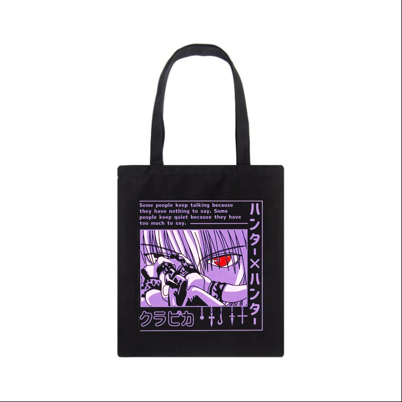 Japanese Hunter x hunter kurapika Anime canvas bag shopper bag Cartoon Letter print large capacity punk Vintage shoulder bags