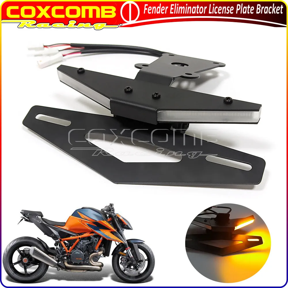 

Motorcycle Tail Tidy Fender Eliminator Kit W/LED Turn Signal Light License Plate Holder Number Bracket For 1290 Super R 2020