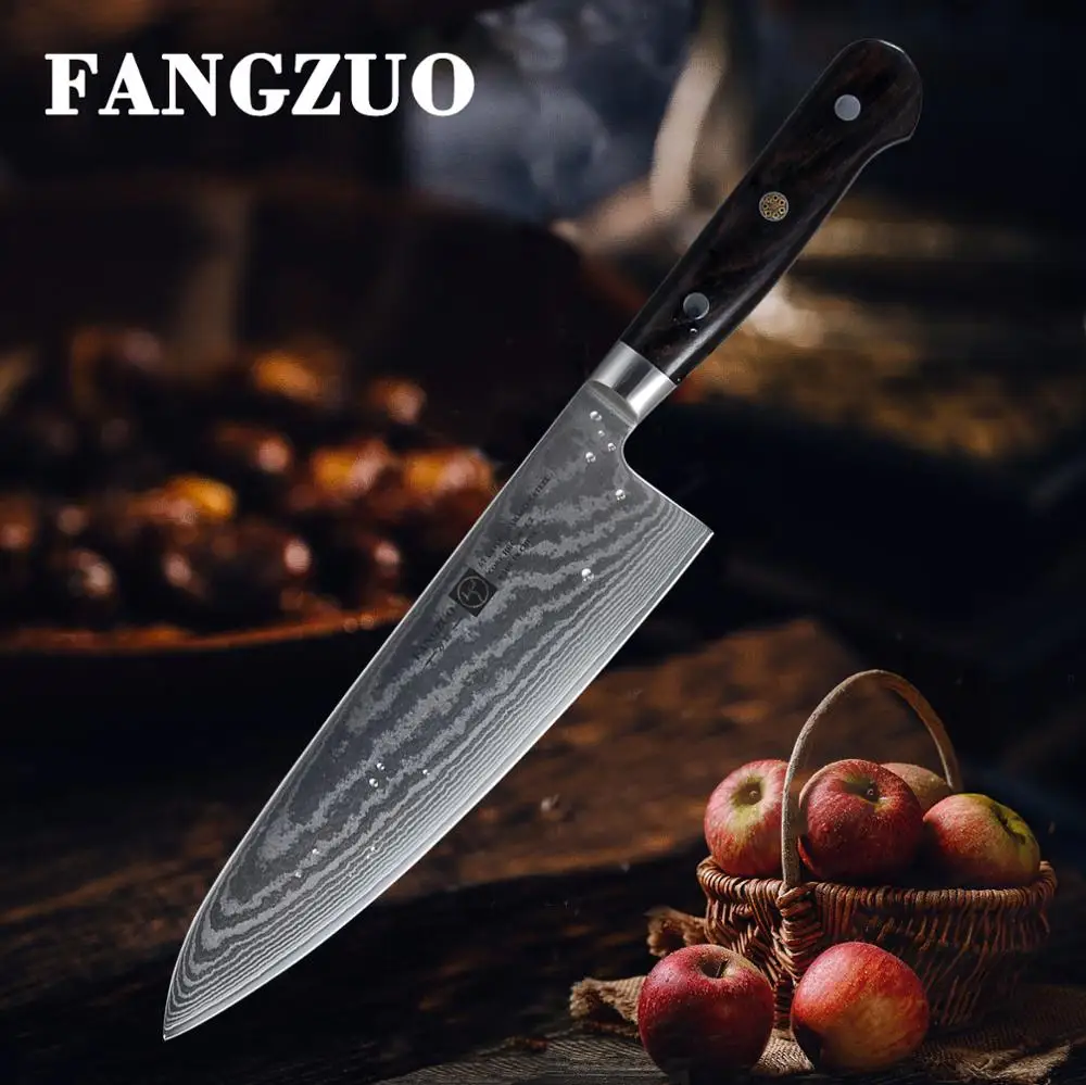 

8.3 inch Japanese chef knife VG10 Damascus steel kitchen knife ebony handle professional cooking fish slicing knife meat cleaver