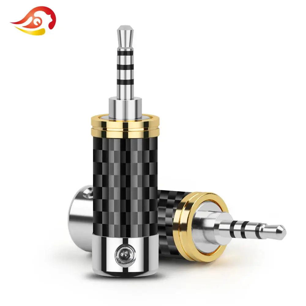 QYFANG 2.5mm 4 Pole Stereo Adapter Carbon Fiber Audio Jack Rhodium Plated Earphone Plug Wire Connector For AK320 380 Headphone