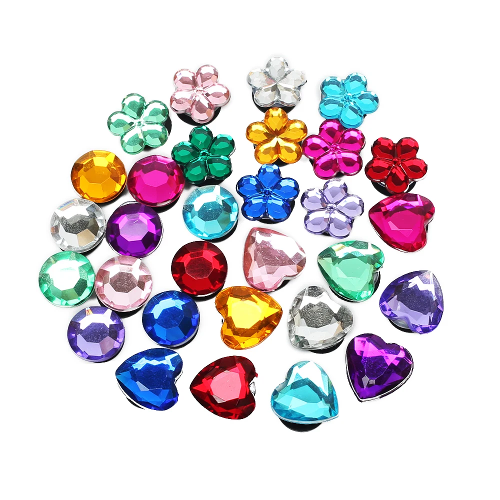 Single Sale 1pc Crystal PVC Shoe Charms,Shoe Buckles Accessories Fit Bands Bracelets Decorate,Kids Party X-mas Gift