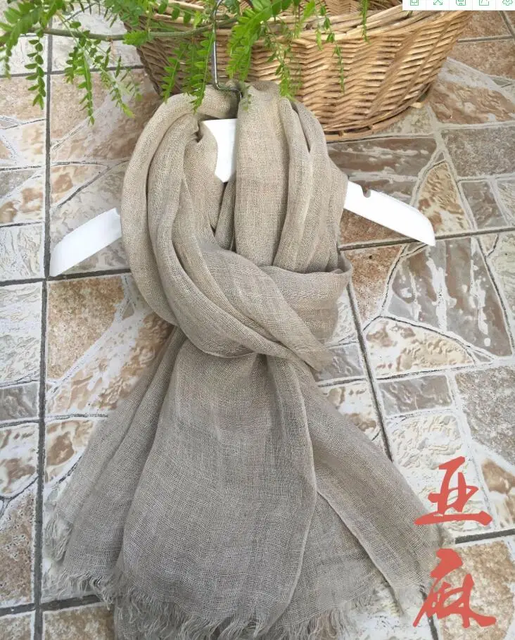 65x173cm New Design Luxury Brand Nature Color Real Linen Autumn And Winter Scarf Women Elegant Shawl Long And Widen Soft Wrap