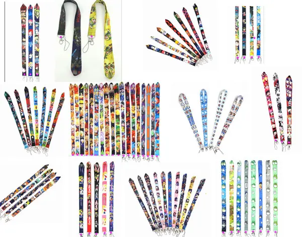 50pcs Japan Cartoon Anime Mix Lanyard Neck Strap Lanyard Mobile Phone Key Chain ID Badge Key Chain Gifts H-10