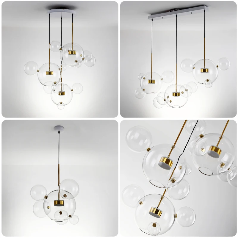 

Glass Ball Pendant Lights for Living Room Dining Room Clear Glass Hanging Pendant Lamp Round glass creative Nordic lights