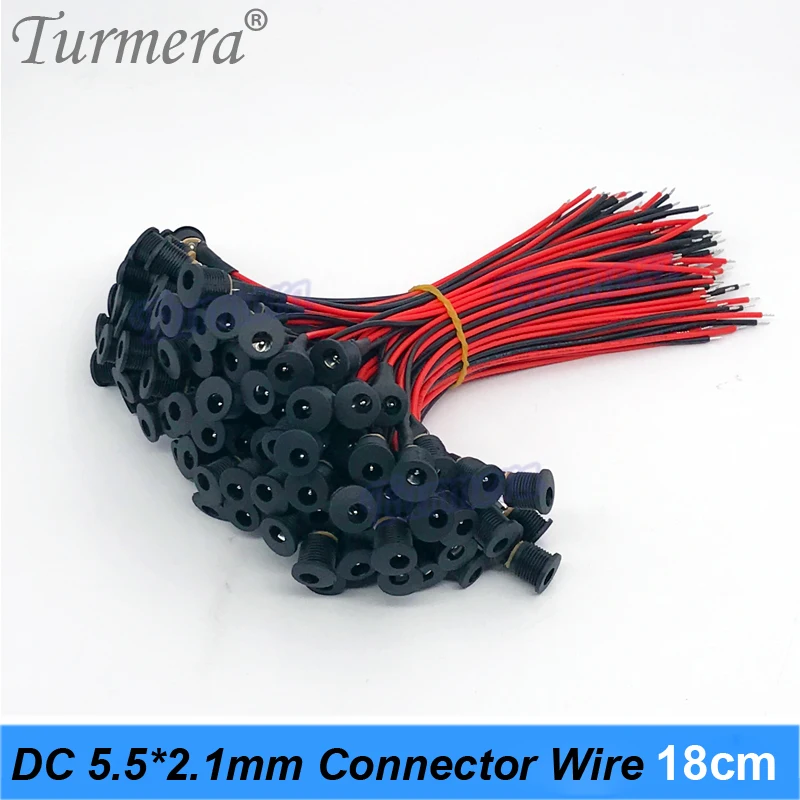 Водонепроницаемый разъем для аккумулятора постоянного тока Turmera, разъем постоянного тока 5,5*2,1 мм DC022B, длина 18 см, разъем Сделай Сам Зарядка для шуруповерта, дрели