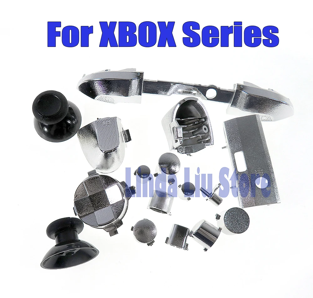 1set Chrome Full Set Buttons for Xbox Series S X Controller LB RB LT RT Bumpers Triggers D-pad ABXY Button Replacement