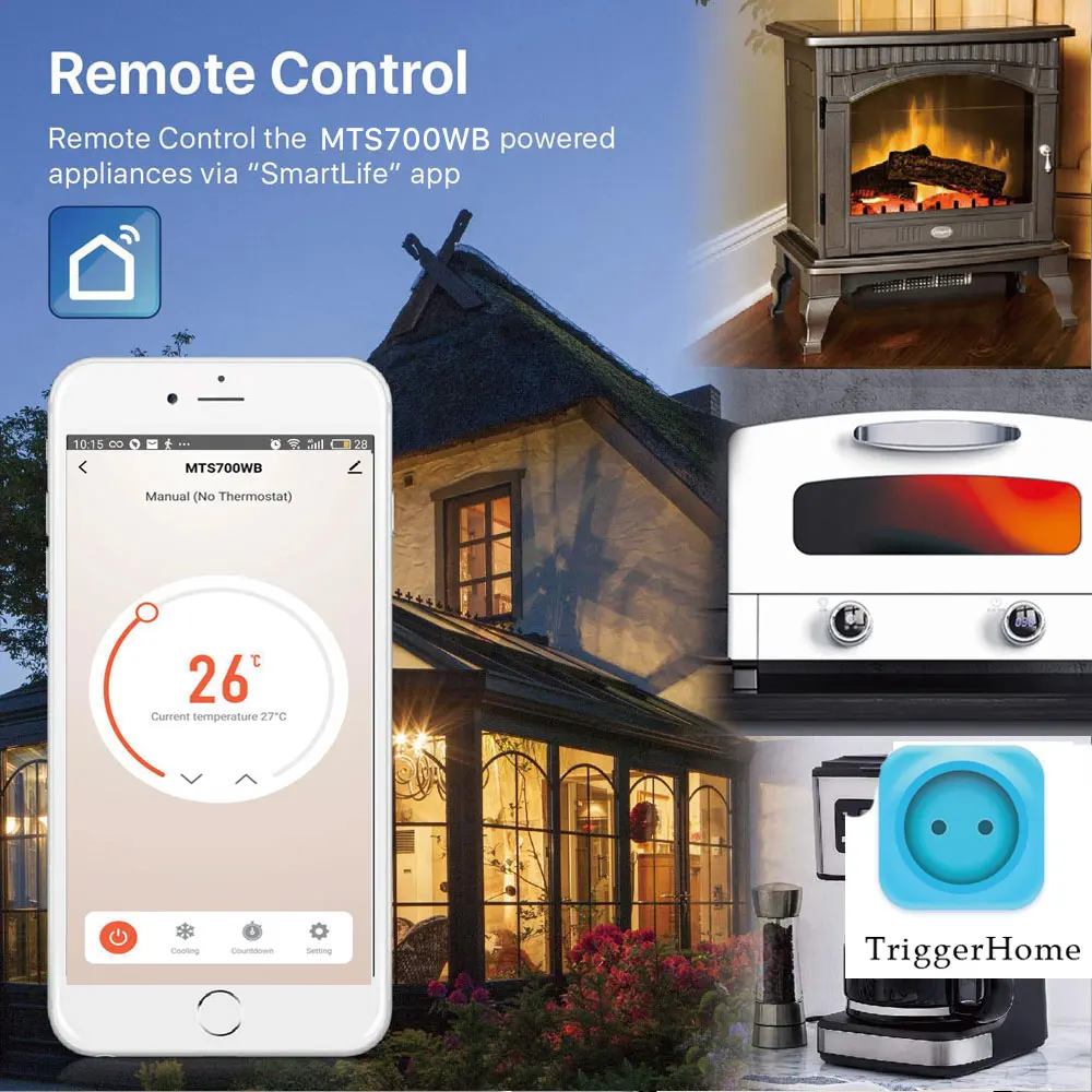 Controlador de temperatura inteligente, termostato wifi, 220v, vida inteligente, com sensor de temperatura, funciona com alexa e google