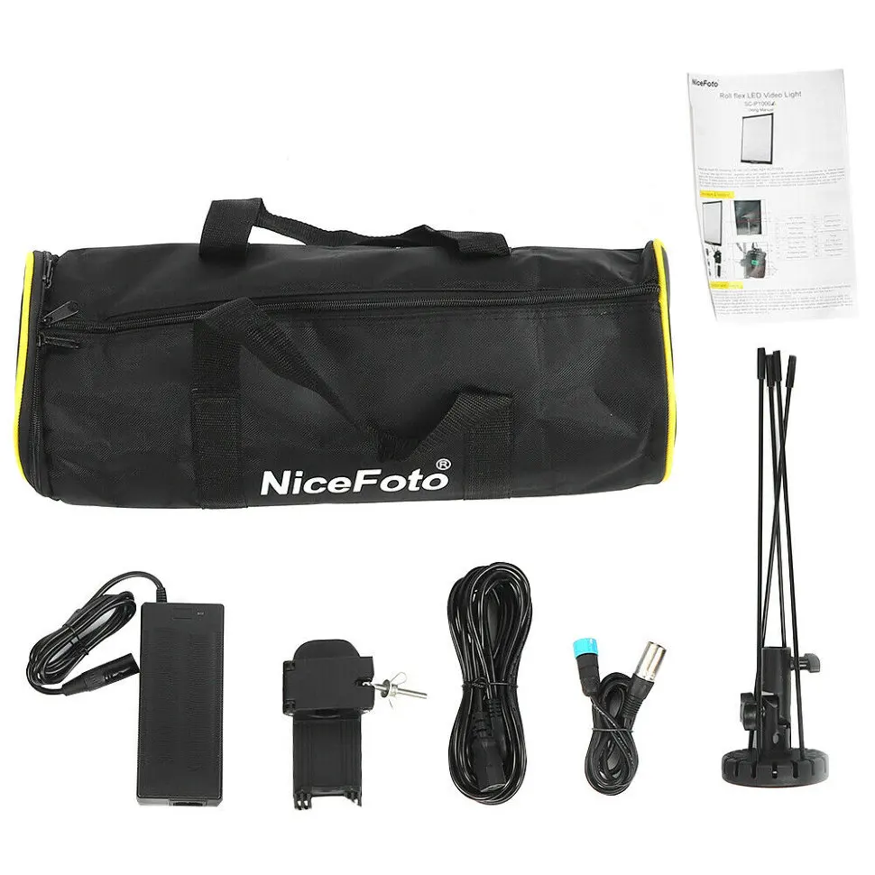 NiceFoto SC-P1000BII 60*47.5CM Built-in 2.4 100W High CRI TLCI Roll Flex Rollable Cloth LED Video Light with Bracket and Bag
