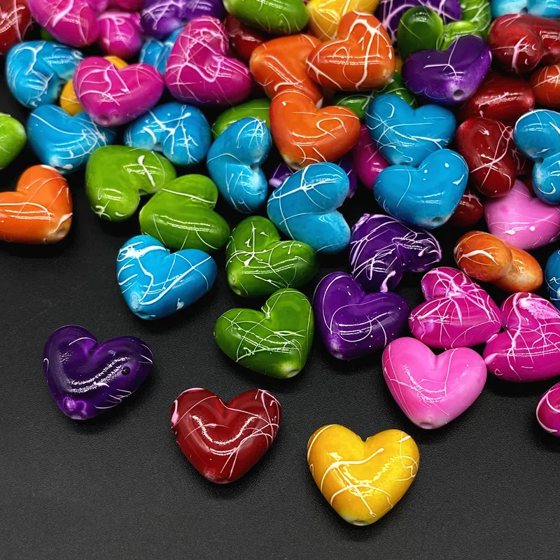 15x17mm Mixing Color Love Heart Shape Acrylic Beads Loose Spacer  for Jewelry Making Pendant Earrings Bracelet DIY #RoLi