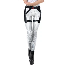 [You're My Secret] Fashion 3D Digital Printed Leggings Women Punk Armor Cosplay Clothes Skinny High Waist Casual Leggins Pants