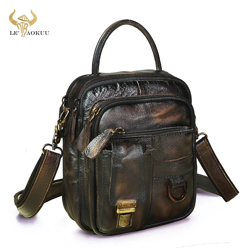 

Trend Quality Leather Male Design Fanny Waist Belt Shoulder Messenger Cross-body Bag Retro Coffee Mochila Satchel Tote bag 3004