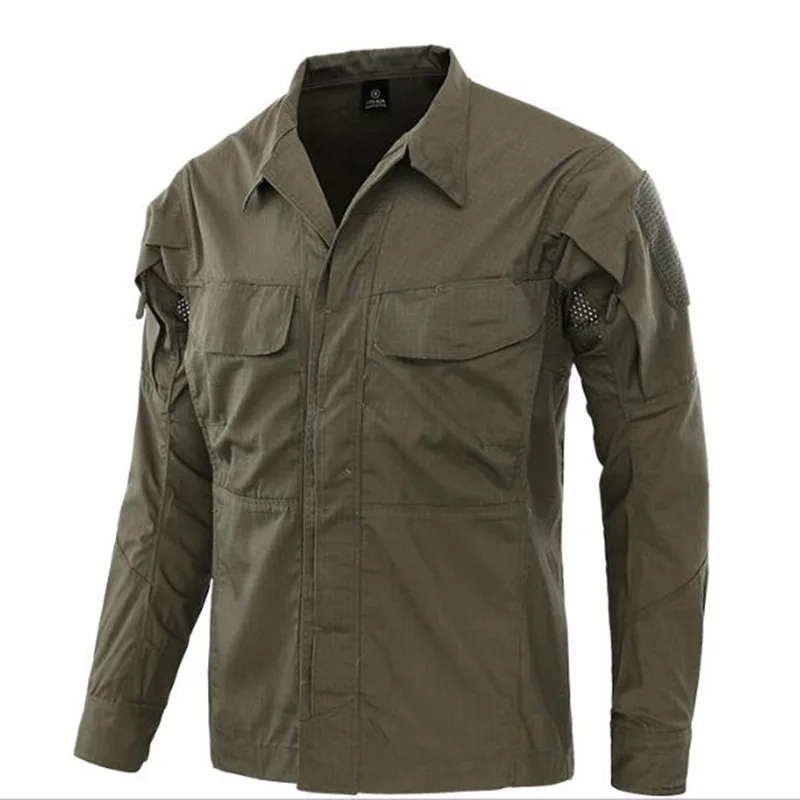 Field Training Shirt Men Outdoor Camping Hiking Fishing Plaid Cloth Wearproof Camo Breathable Shirts