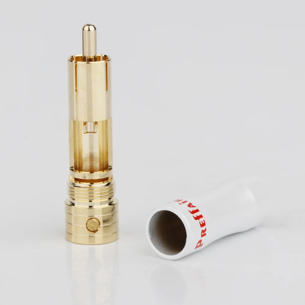 4 قطعة مطلية بالذهب الصوت HiFi RCA موصلات التوصيل RCA محطة جاك ذكر التوصيل الصوت والفيديو في خط مهايئ الرافعة