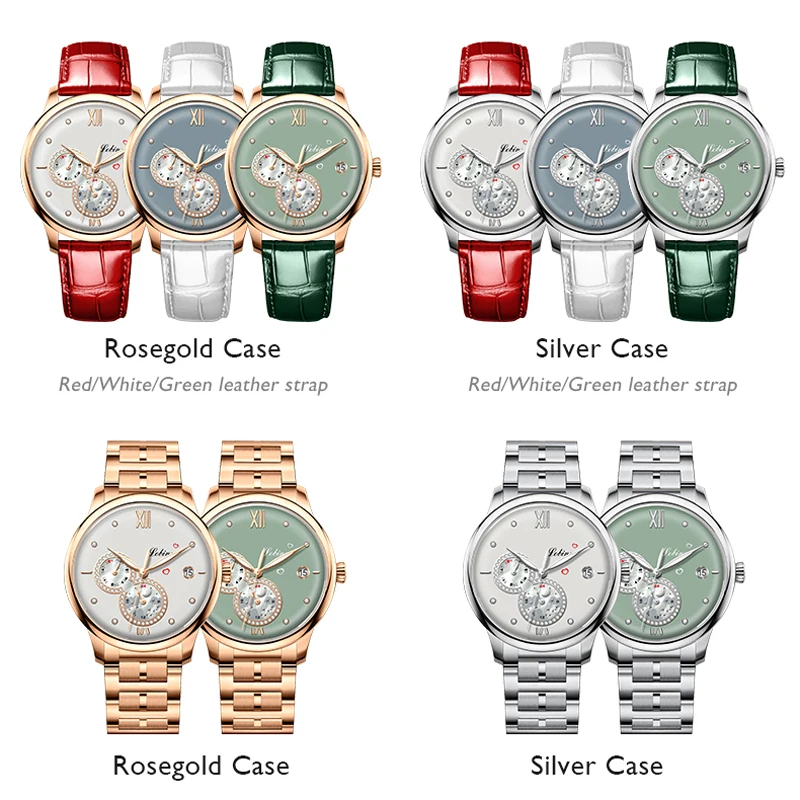 LOBINNI New Elegant Women Watch Automatic Mechanical Watch Date Week Waterproof Ladies Wristwatch Luminous Hands Female Clock